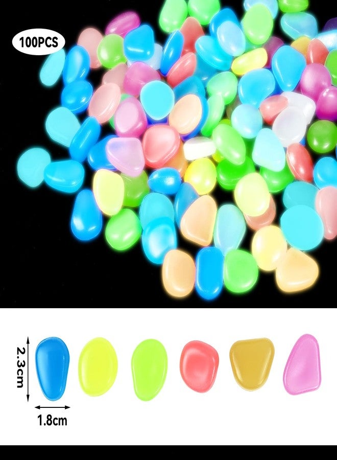 Bilkeru 100 Pcs Luminous Pebbles, Glow in The Dark Garden Pebbles Stones Luminous Fish Tank Aquariums Rocks for DIY, Fish Tank, Potted Plants,Succulents Decorative, Outdoor Indoor Use (Multi-Color) - Image 2
